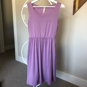 Purple Short Sleeve Midi Dress